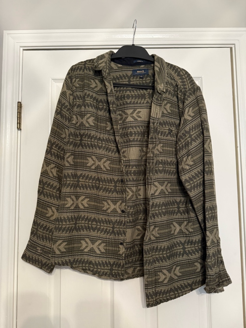 Roark Olive & Tan Patterned Shirt Jacket